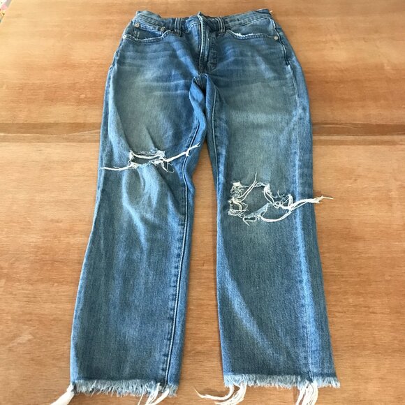 Madewell the Perfect Vintage Jean Women 27 Blue High Rise Distressed Raw Hem - Picture 1 of 13
